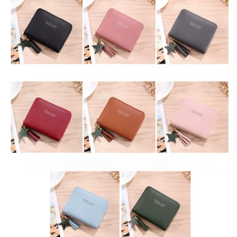 Femmes coréennes petit portefeuille en cuir Pu dames Mini gland