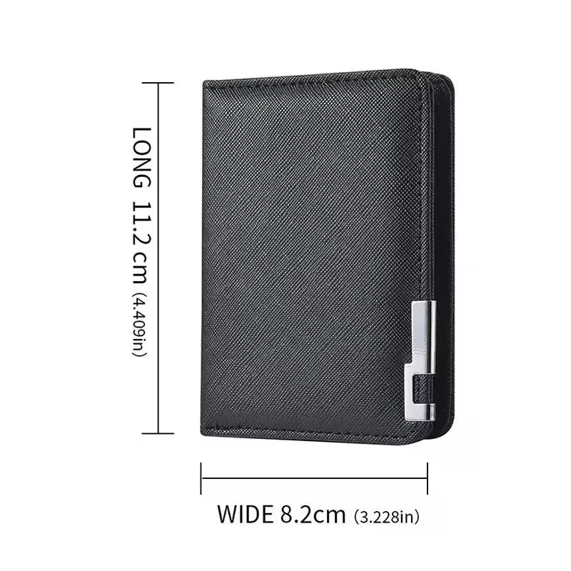 Portefeuille fin en similicuir noir de style professionnel avec plusieurs emplacements pour cartes