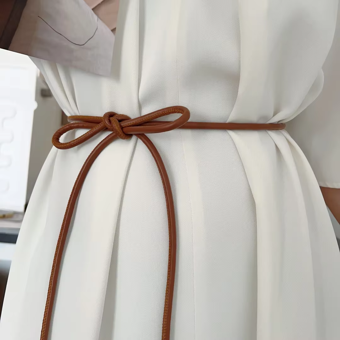Ceinture ronde en cuir ornée d'un nœud polyvalent pour femme