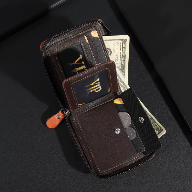 Portefeuille en cuir pour hommes à la mode avec un dollar américain – Espace et élégant avec porte-carte photo pour un usage quotidien