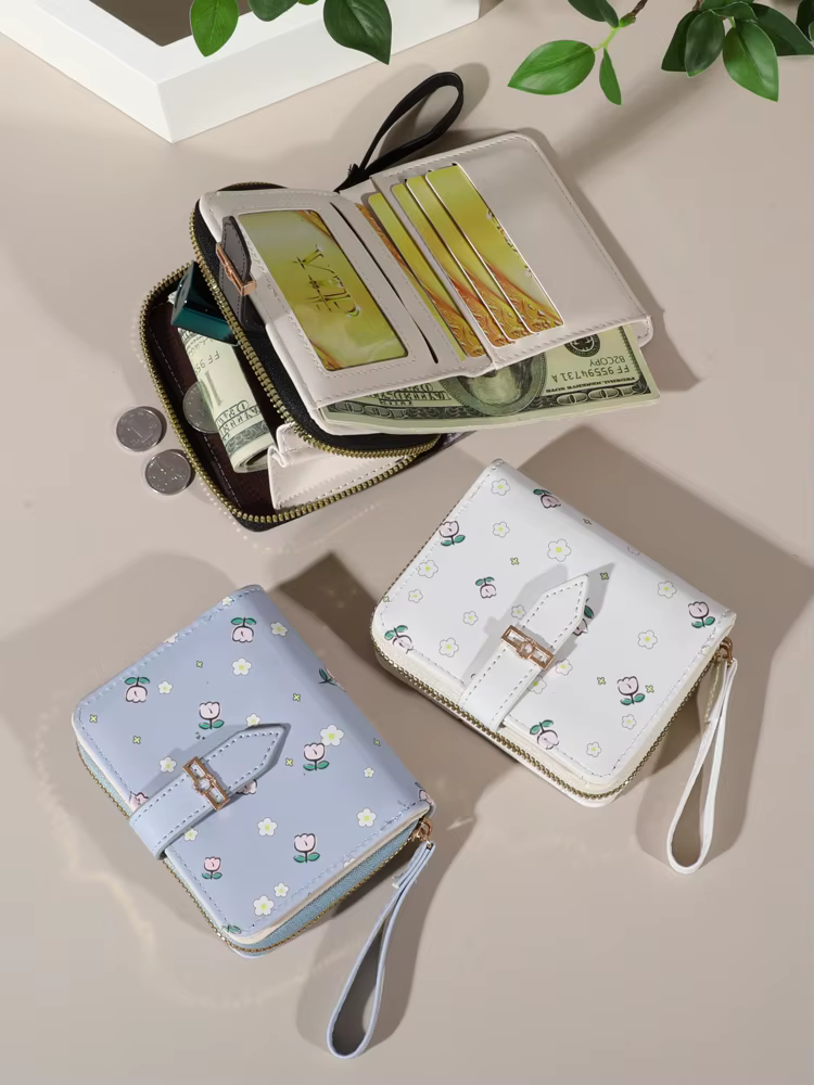 Porte-carte de crédit à motifs de fleurs pour femmes ou hommes