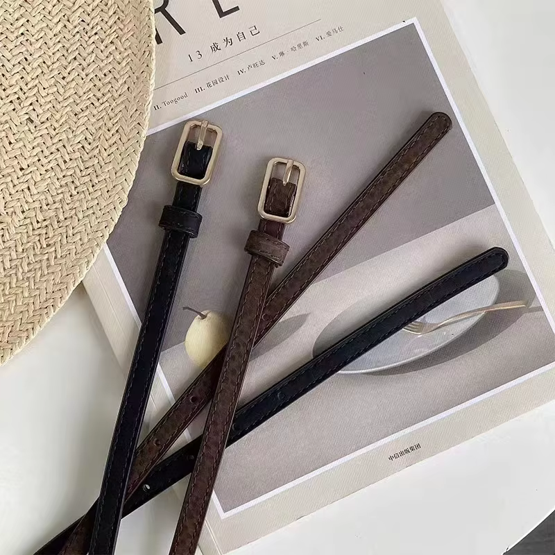 Ceinture rétro française en cuir PU pour femmes