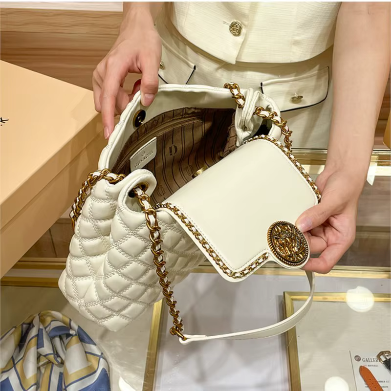 Sac à chaîne en cuir véritable pour femme