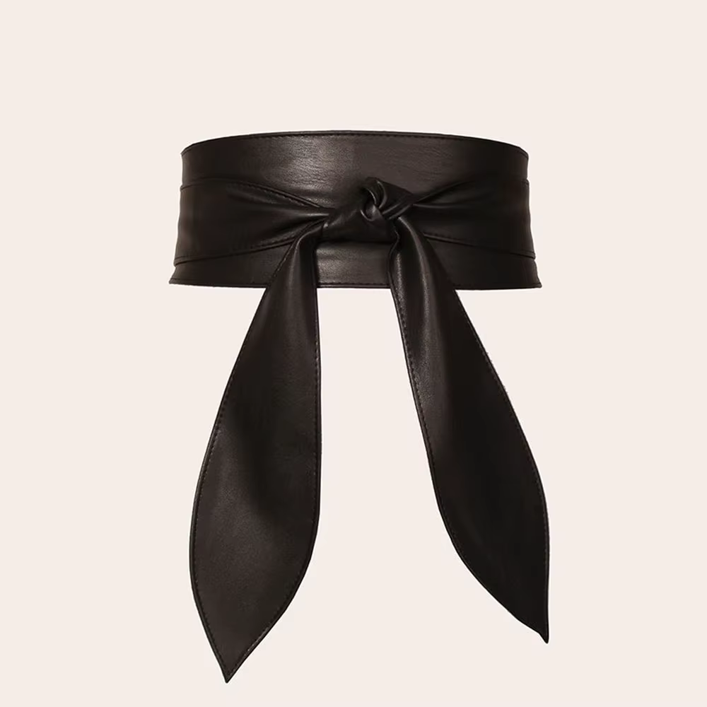 Ceinture Obi large pour femme en cuir PU souple