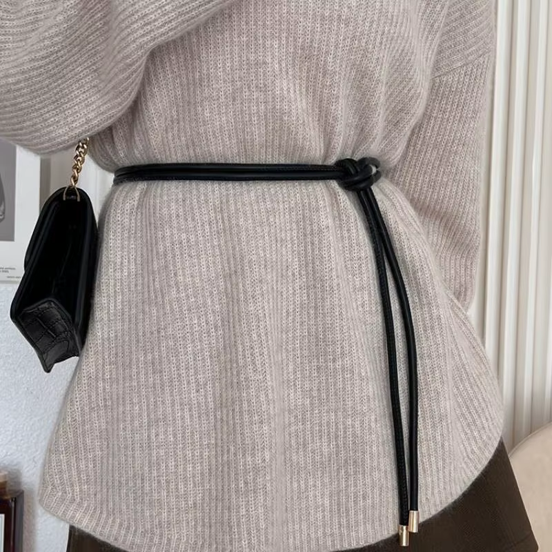 Ceinture fine en cuir sans trous