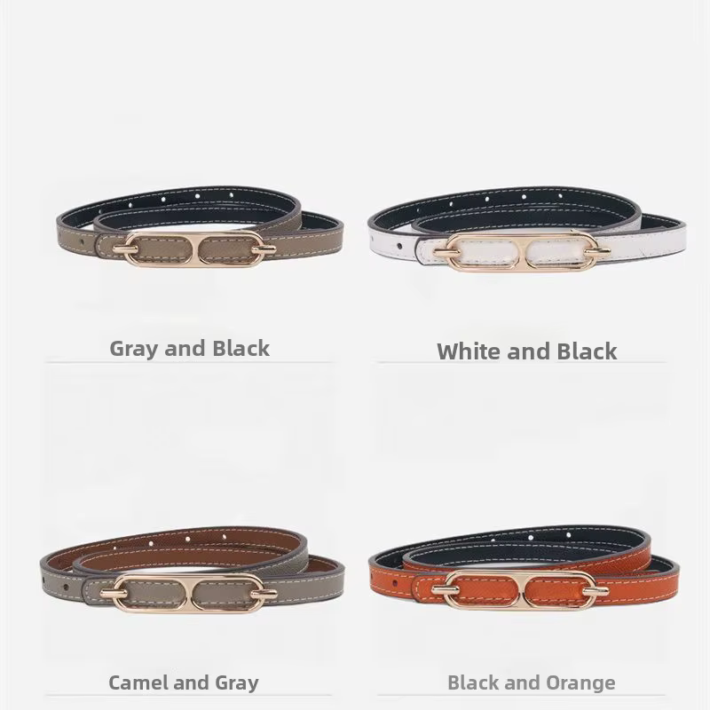 Ceinture fine en cuir véritable pour femme