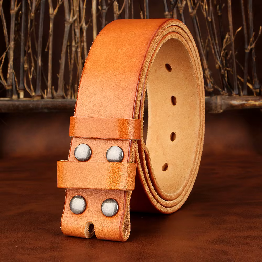 Sogefimen ceinture pour hommes sans boucle ceintures en cuir pleine fleur