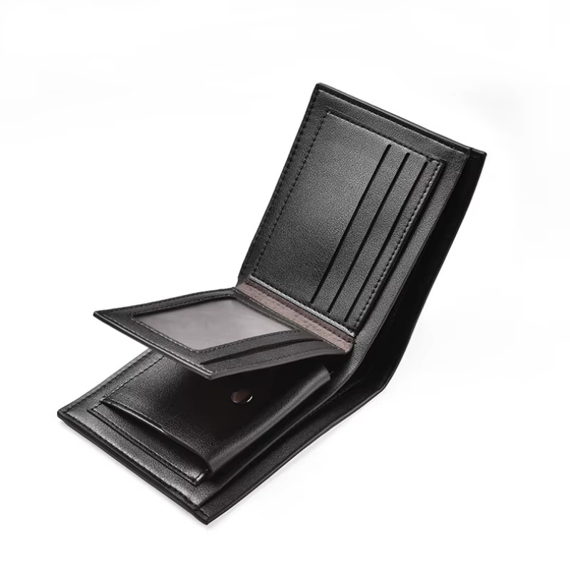 Portefeuille en cuir de Style court horizontal de couleur unie pour hommes