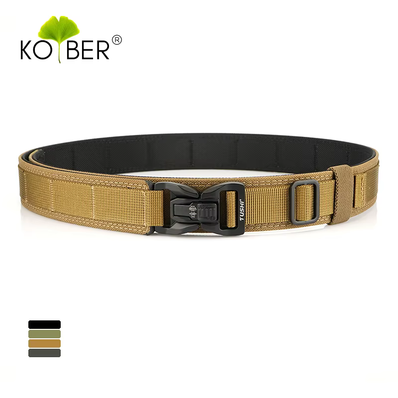 KOLBER 105cm/115cm Ceinture tactique rigide pour hommes Boucle en métal