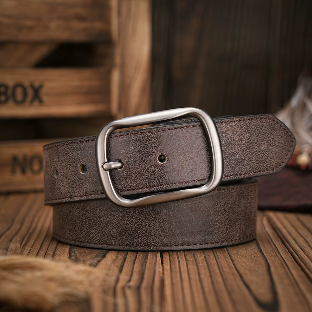 Hommes - Femmes - Western Denim - cuir pu - Ceinture - Jeans vintage avec boucle sculptée