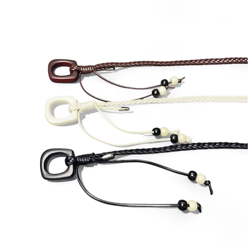 Ceinture fine tressée bohème tendance pour femme – Ceinture polyvalente et originale pour tenues inspirées de la dopamine