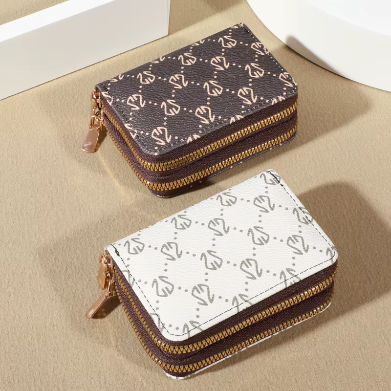 Porte-cartes à glissière vintage chic pour femmes