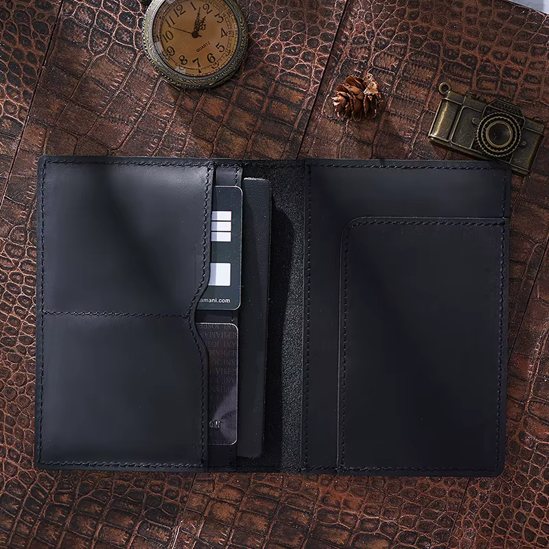 Porte-passeport en cuir véritable pour hommes