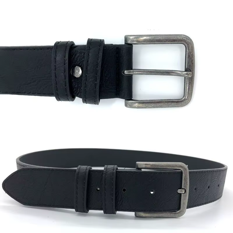 Hommes Pu Ceinture En Cuir Jeans Classique Réglable En Métal Pom Boucle