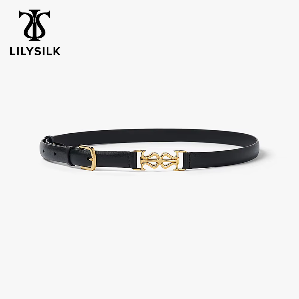 LILYSILK Ceinture fine en cuir à fermoir avec couche supérieure