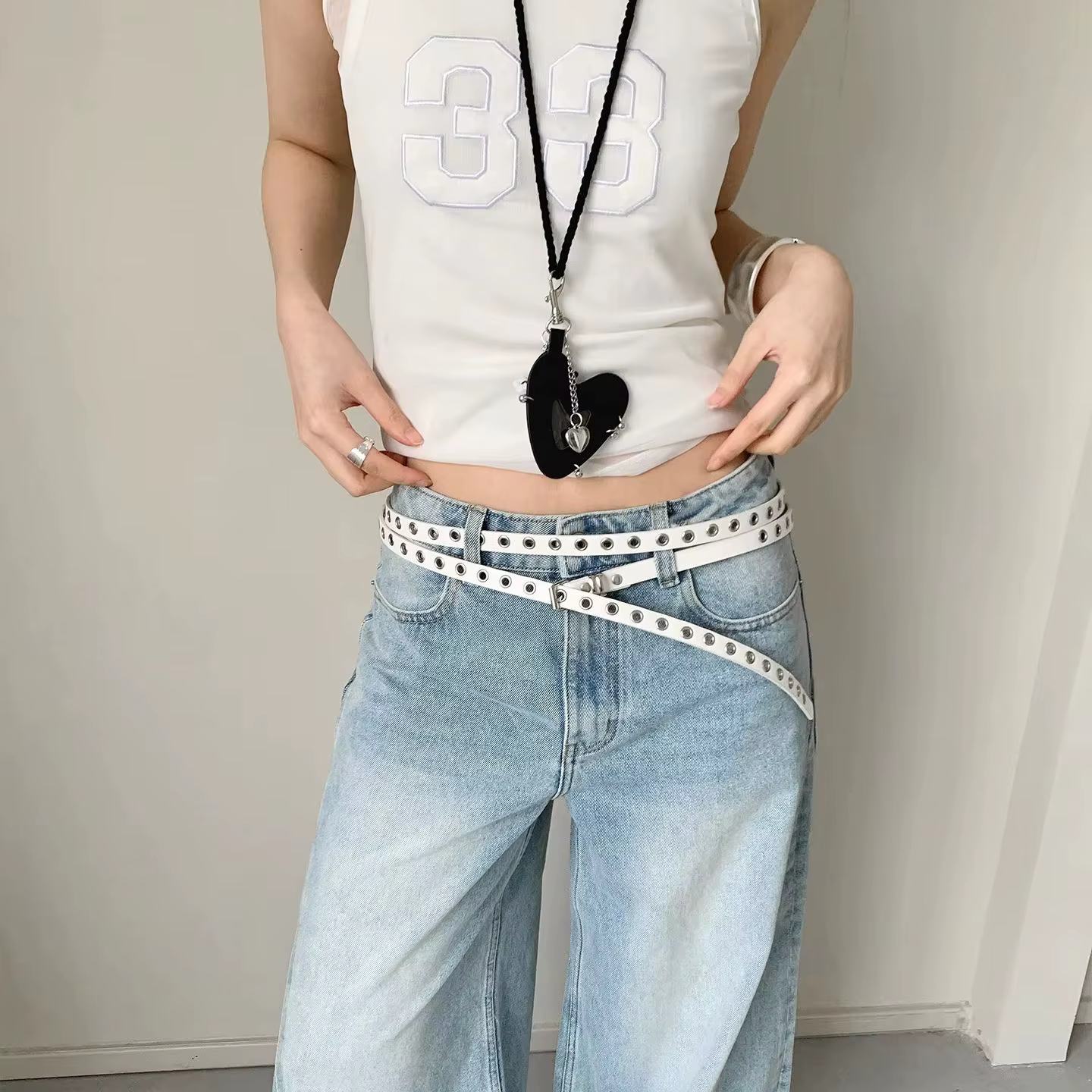 Ceinture en PU à œillets multiples BUYLEMO