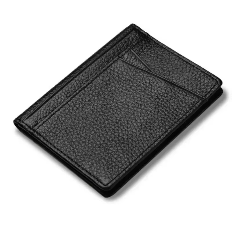 Portefeuille souple Super mince 100% cuir véritable, Mini portefeuille pour cartes de crédit, porte-cartes pour hommes, portefeuille fin et petit