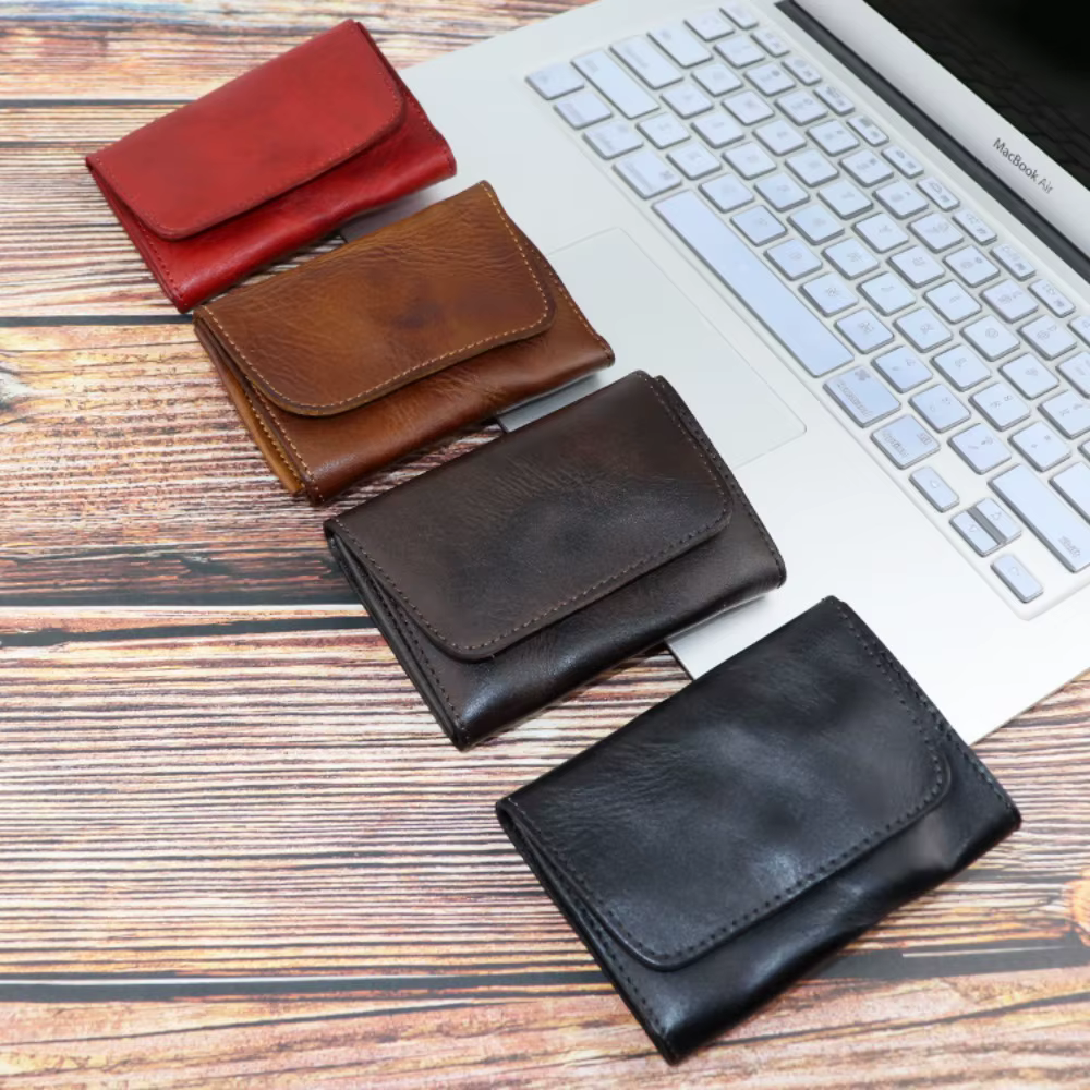 Portefeuille en cuir de vache véritable pour hommes et femmes