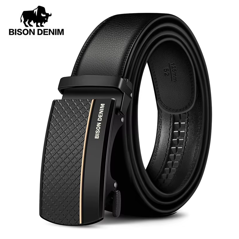 BISON DENIM en cuir véritable automatique hommes ceinture de luxe sangle