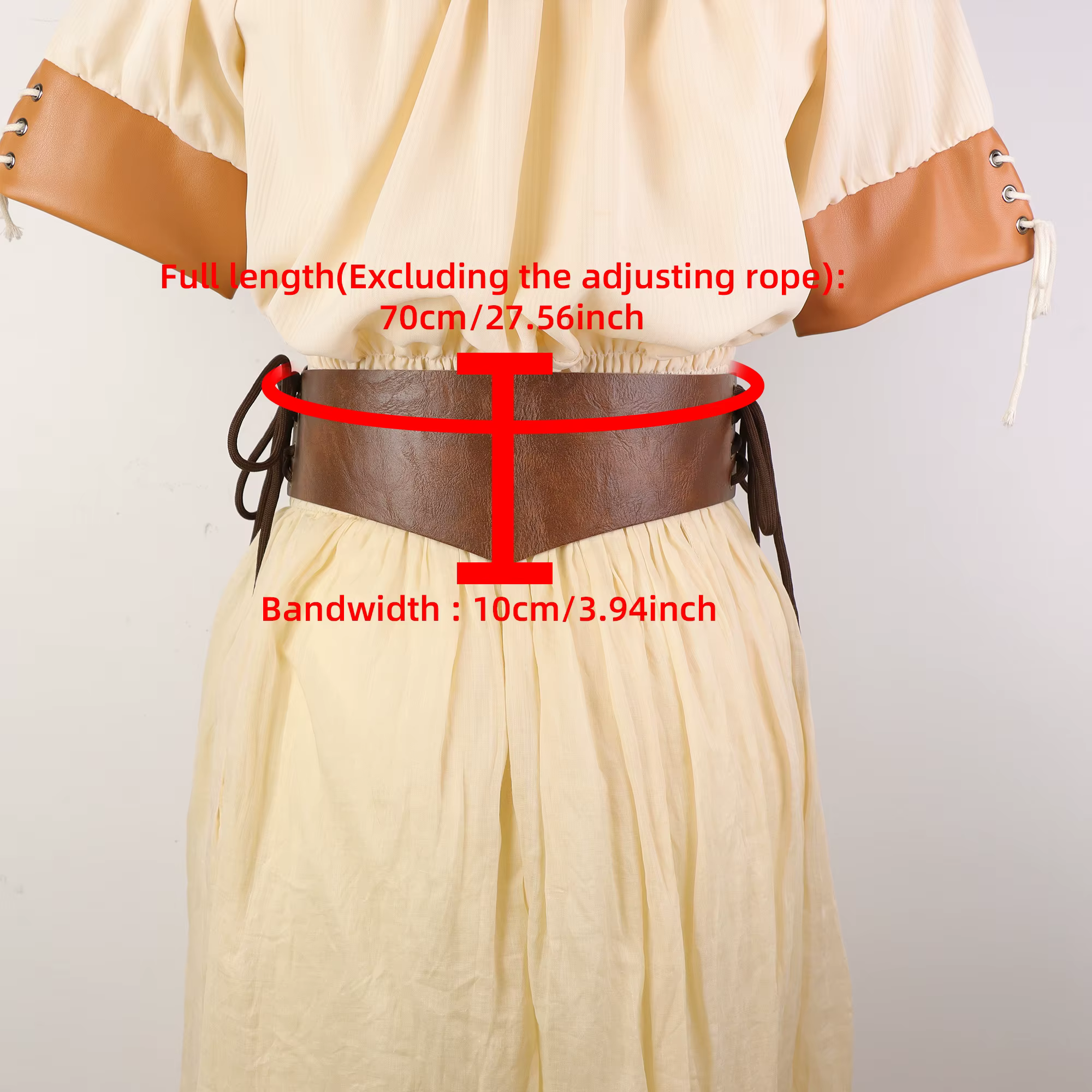 Ceinture en cuir PU marron rétro