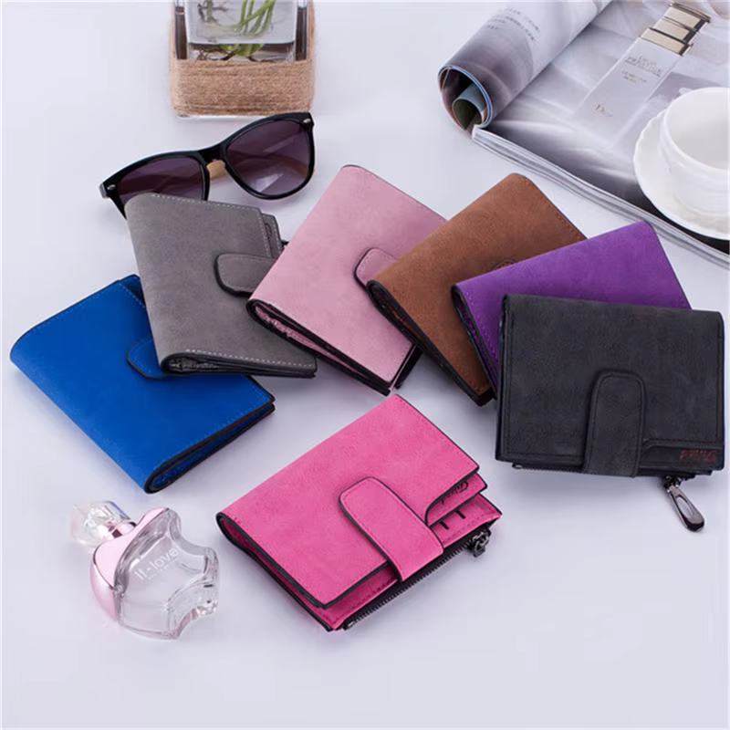 Portefeuille long en cuir brossé pour femme