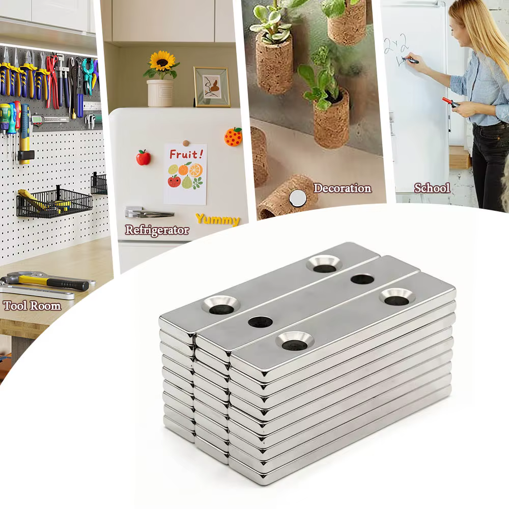 Aimant de bloc puissant avec trous, aimants de réfrigérateur Super puissants, aimant de porte d'armoire utilisé pour les tableaux blancs de bureau, bricolage