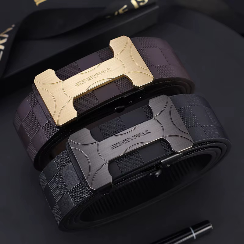 Ceinture d'affaires élégante pour homme avec boucle automatique en métal, design durable pour un usage quotidien, choix de cadeau idéal