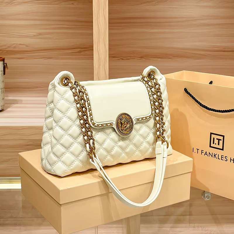 Sac à chaîne en cuir véritable pour femme