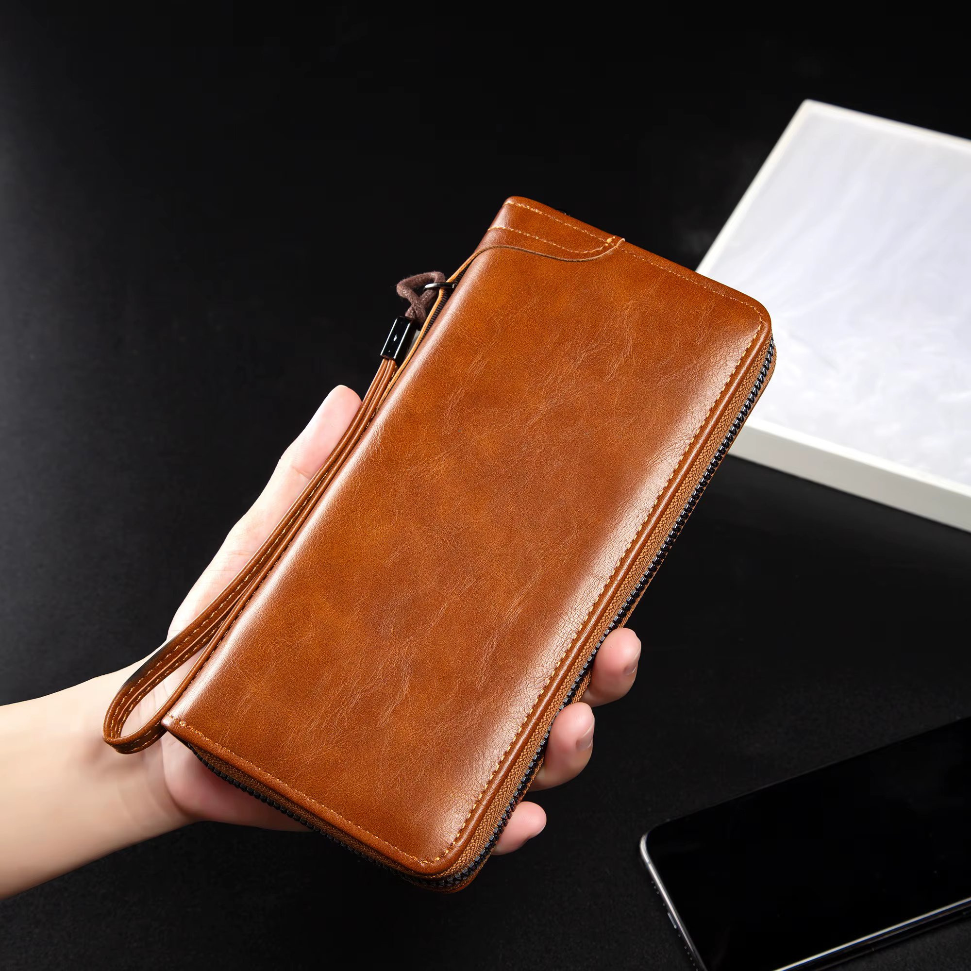 Portefeuille Long à fermeture éclair pour hommes