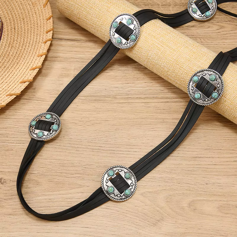 Ceinture en cuir pour femme de style bohème vintage - Accessoire de mode