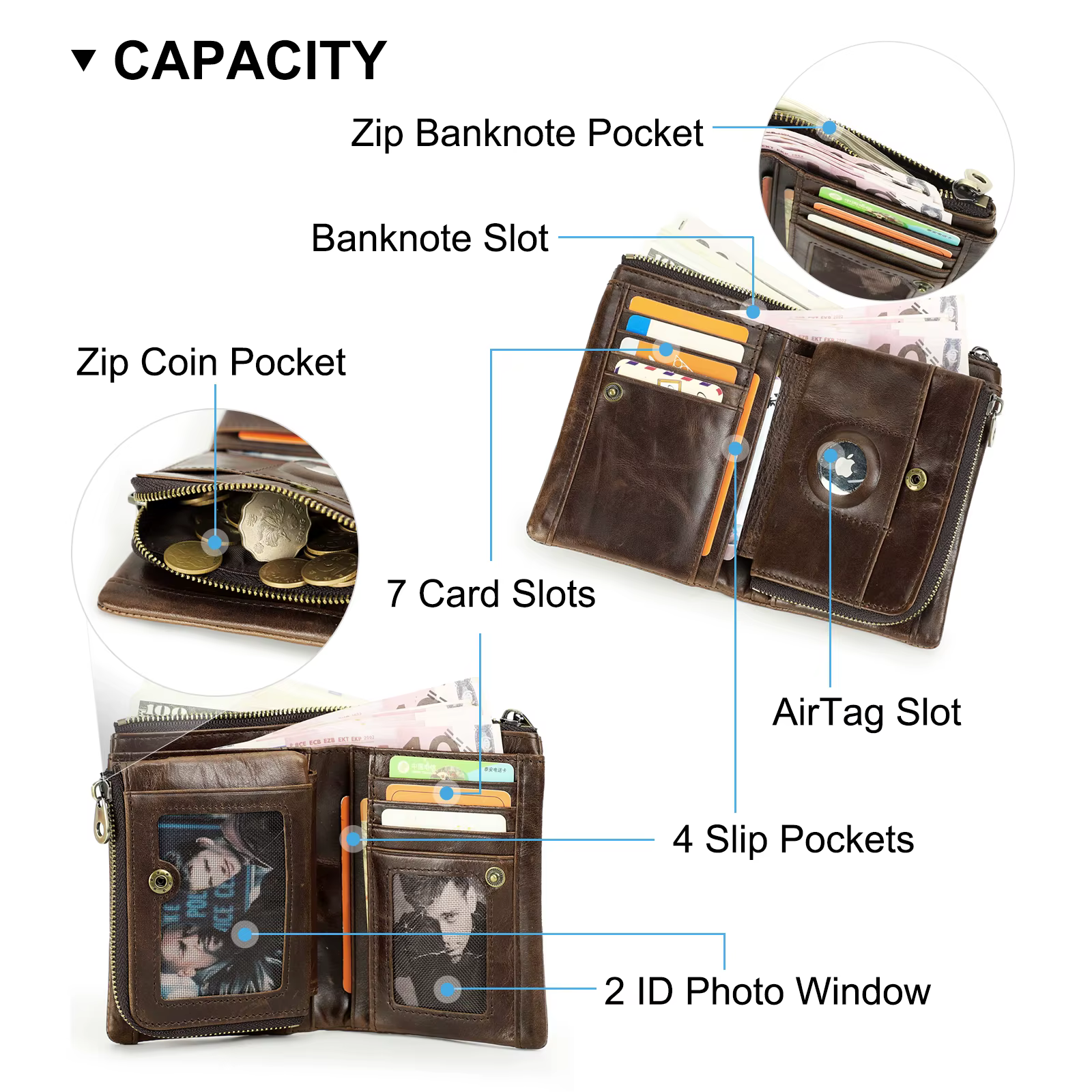 Crackle Oil cuir court à deux volets portefeuilles hommes qualité mâle portefeuille amovible avec airtag pochette mince monnaie poche porte-carte sac à main