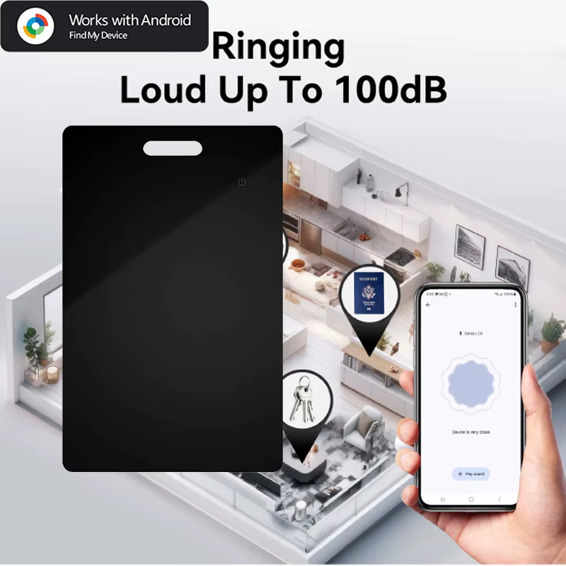 Portefeuille Anti-perte, suivi de localisation de carte, étiquette intelligente, Android, fonctionne avec Google Find My App, Bluetooth, carte Ultra-fine, Charge sans fil