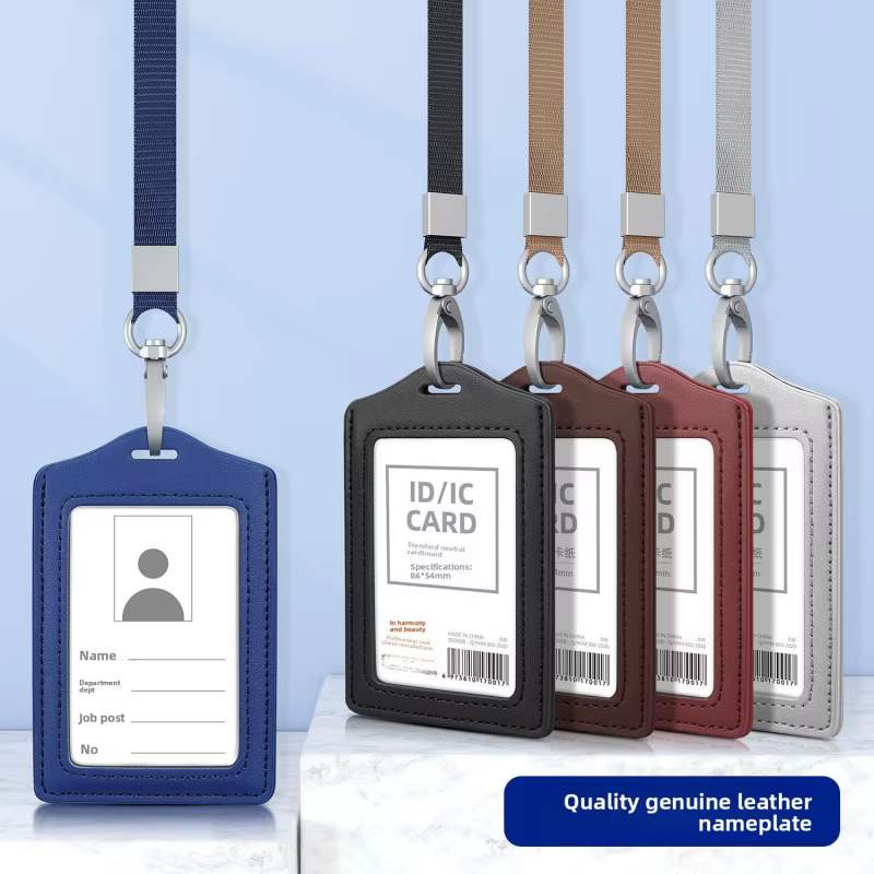 Porte-cartes en cuir avec cordon