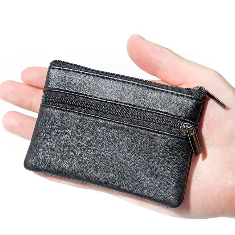 Porte-monnaie en cuir Pu noir pour hommes et femmes