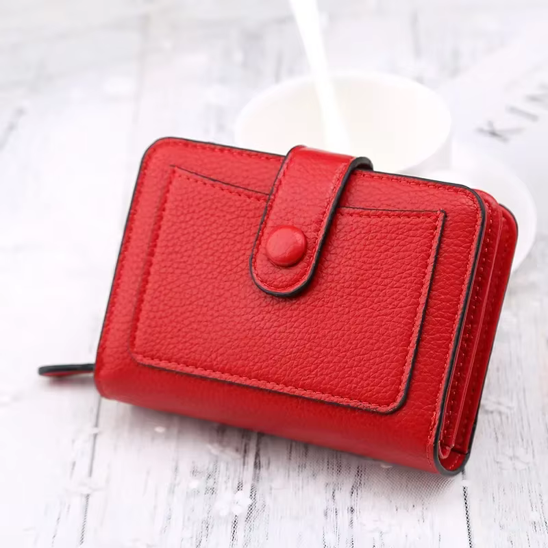 Femmes portefeuilles 2024 nouvelle marque de luxe rouge noir petit Mini porte-monnaie moraillon porte-carte dame portefeuille fermeture éclair femme boucle en cuir