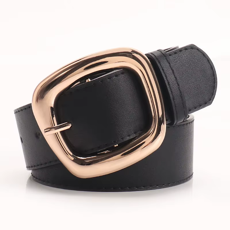 Ceinture large à boucle trapézoïdale polyvalente pour femmes