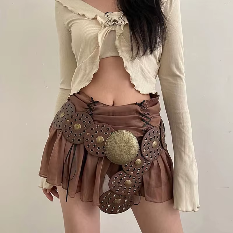 Ceinture en denim évidée pour femme