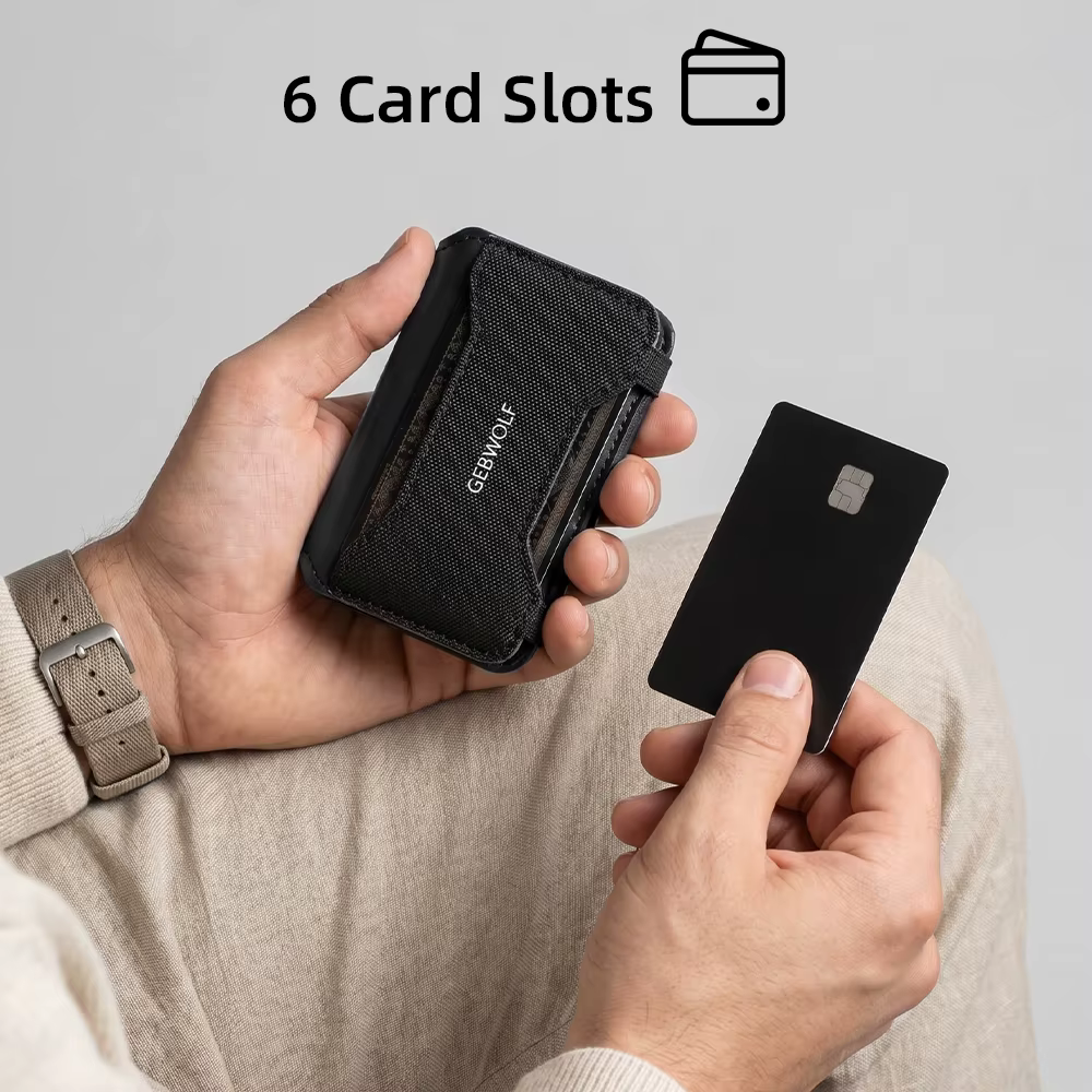 Porte-cartes fin en cuir, petit portefeuille de poche avant avec fermeture magnétique, blocage RFID, étui à cartes minimaliste