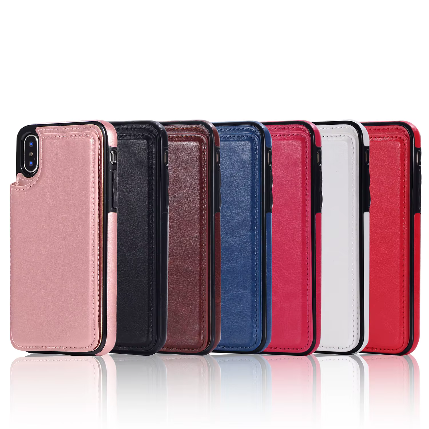 Coque de téléphone portefeuille antichoc en cuir