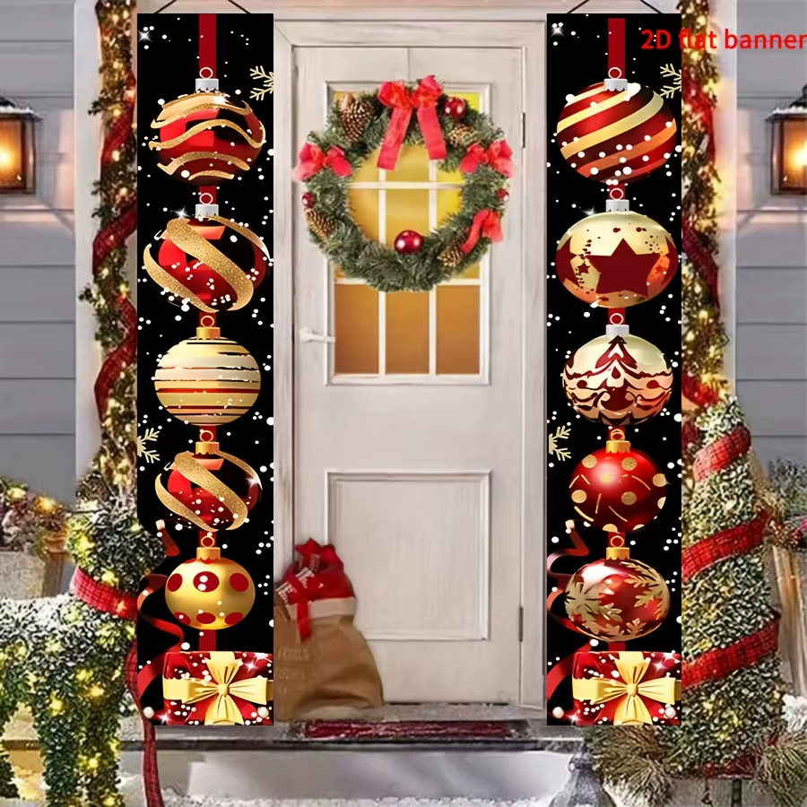 Décorations de Noël 2D - Panneau de porte joyeux Noël pour la disposition de la scène de Noël, décoration de porte de Noël
