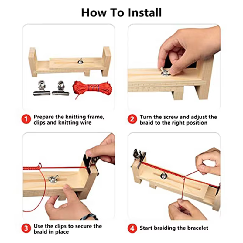 Support de fabricant de bracelets en forme de U, gabarit de fabrication de bracelets, cadre en bois, Kit d'outils de bricolage pour tresser Bracelets-AT64