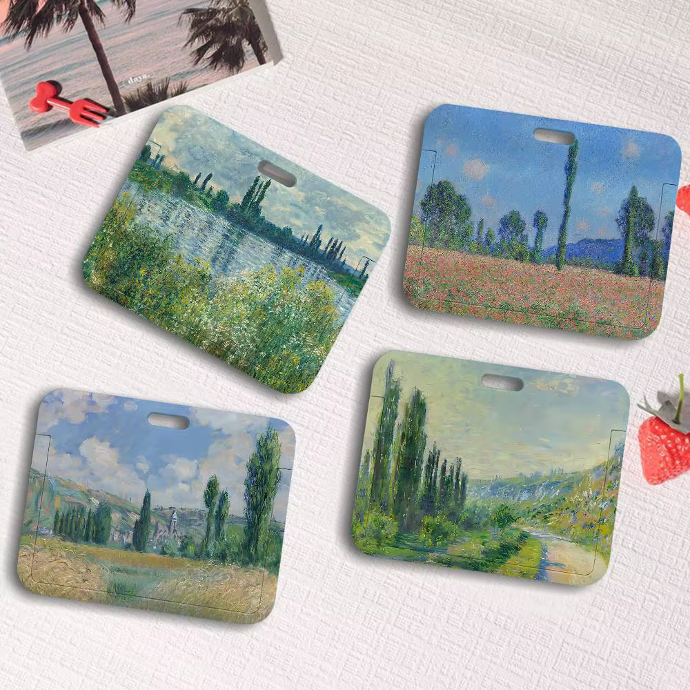 Porte-carte d'identité esthétique avec motif de peinture de Claude Monet