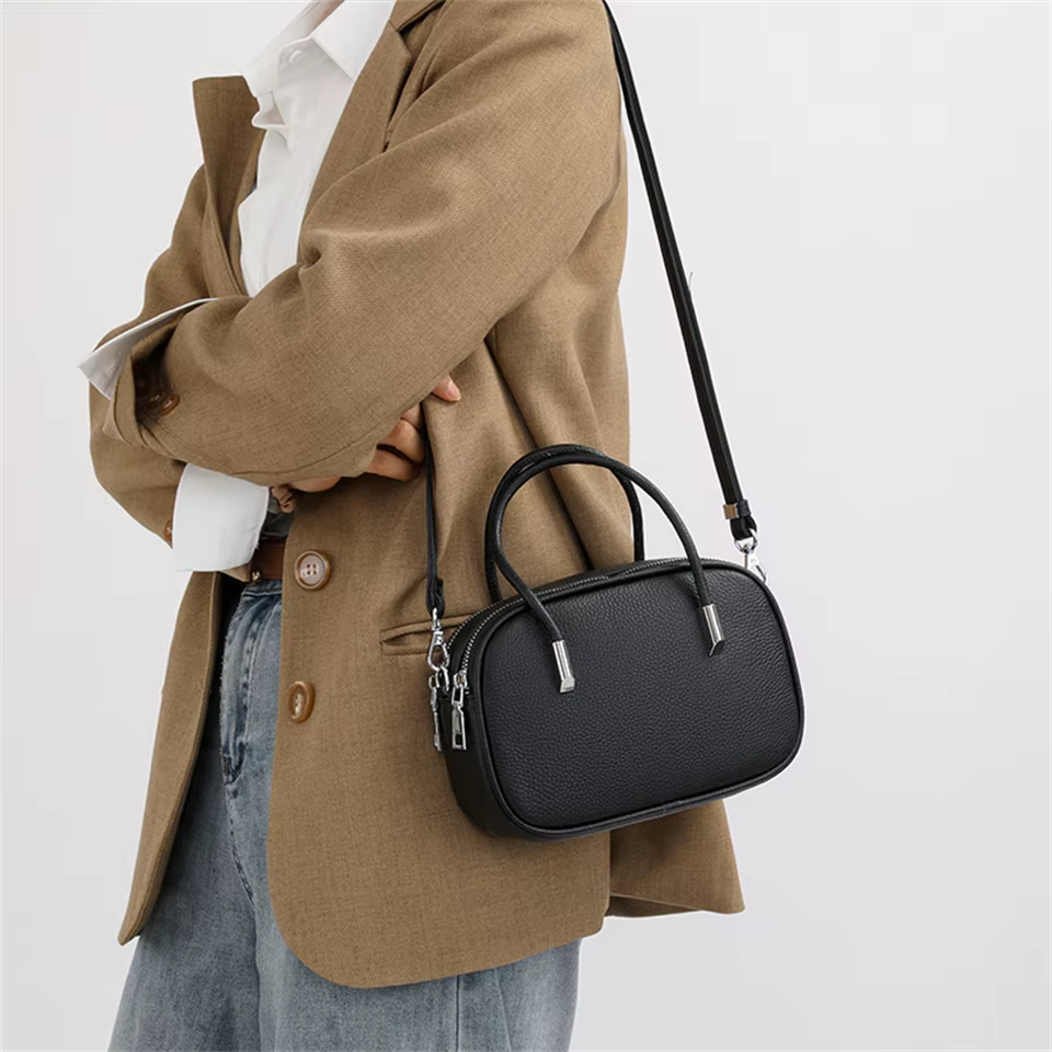 Sac bandoulière en cuir véritable pour femme