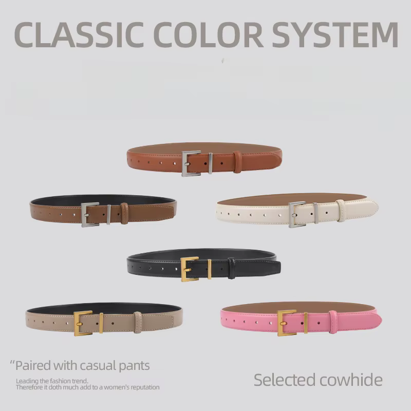 Ceinture rétro Simple en cuir véritable pour femmes