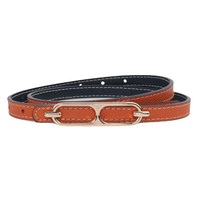 Ceinture fine en cuir véritable pour femme