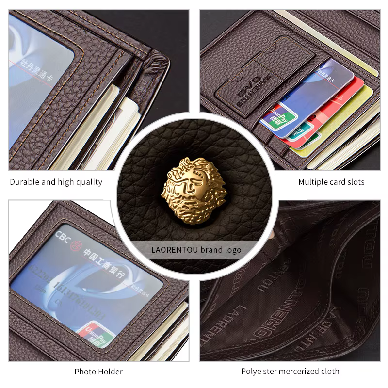 Portefeuille en cuir véritable pour homme