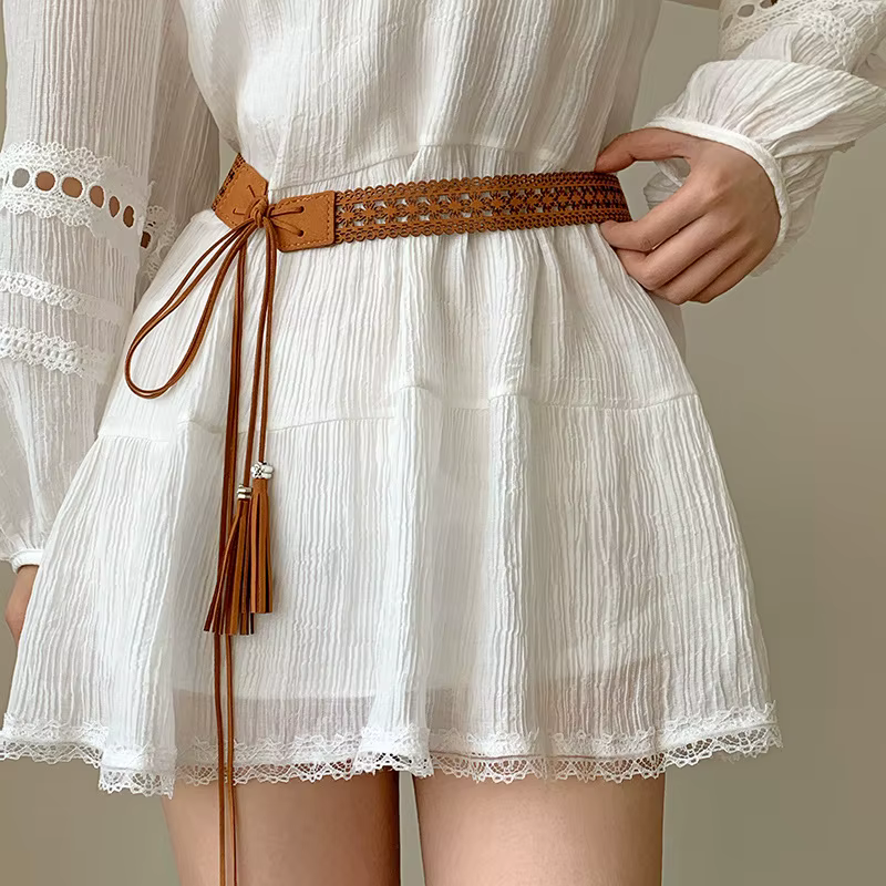 Ceinture large tressée pour femmes