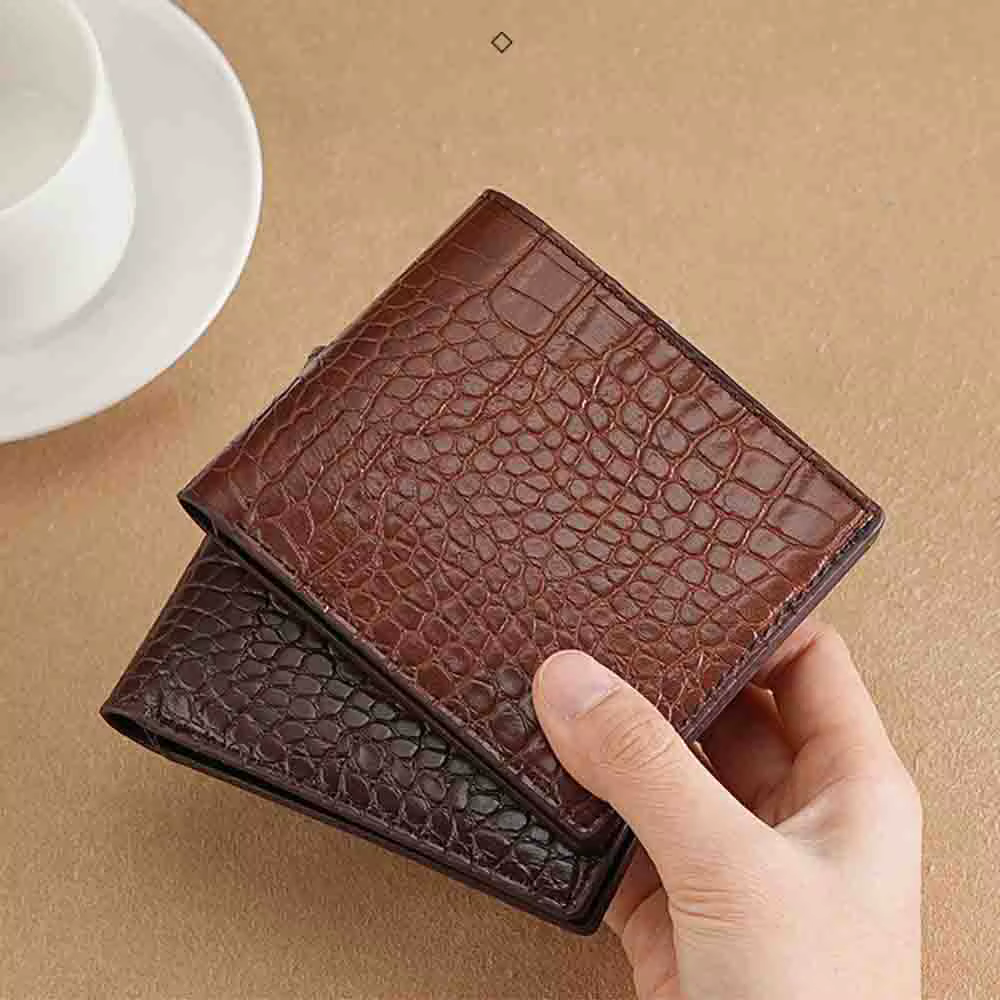Portefeuille en cuir de crocodile à deux volets
