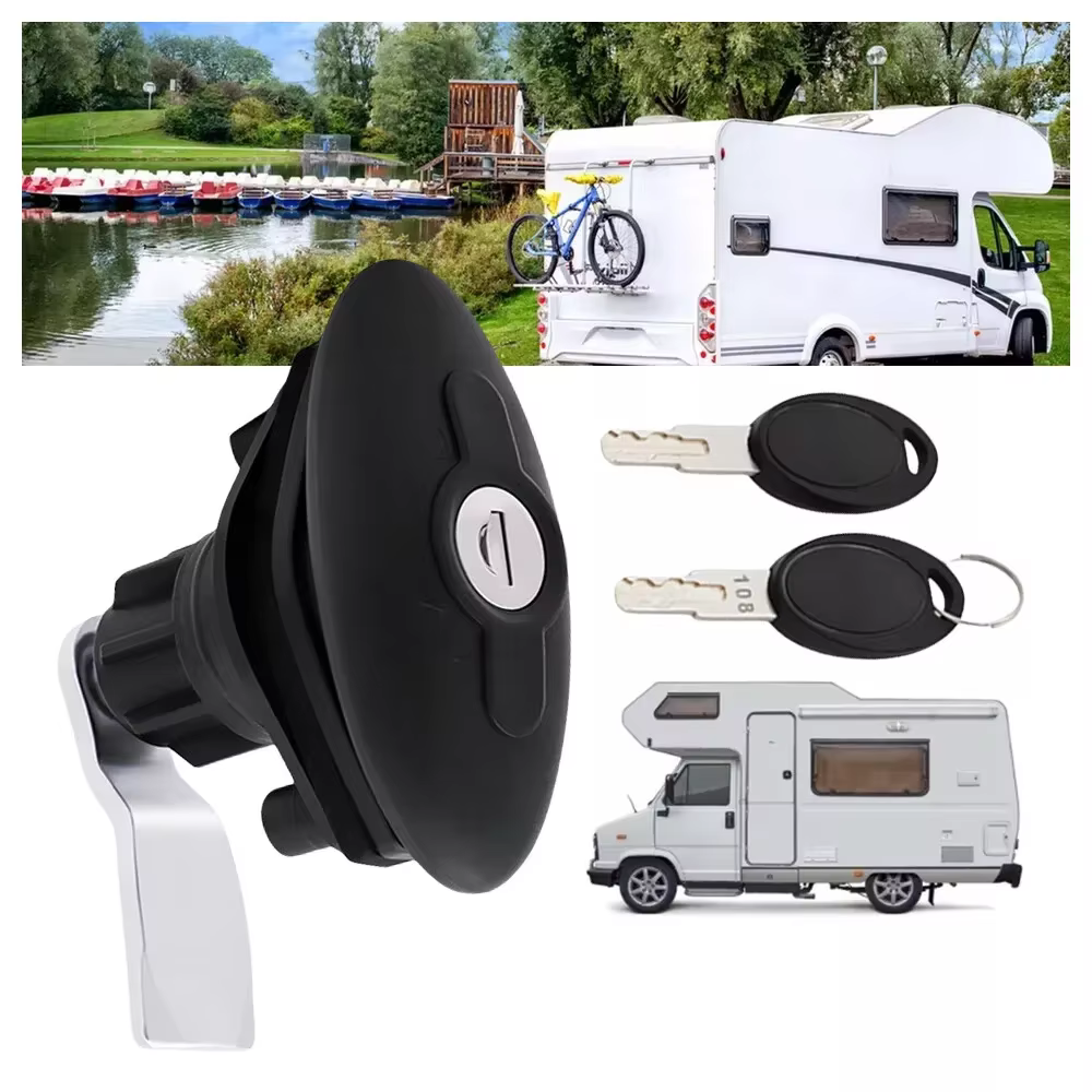 Serrure à poignée en T pour caravane avec 2 clés, serrure de porte de cabine de camping-car, serrure à compression, serrure de porte plate pour bagages, pour caravane et camping-car