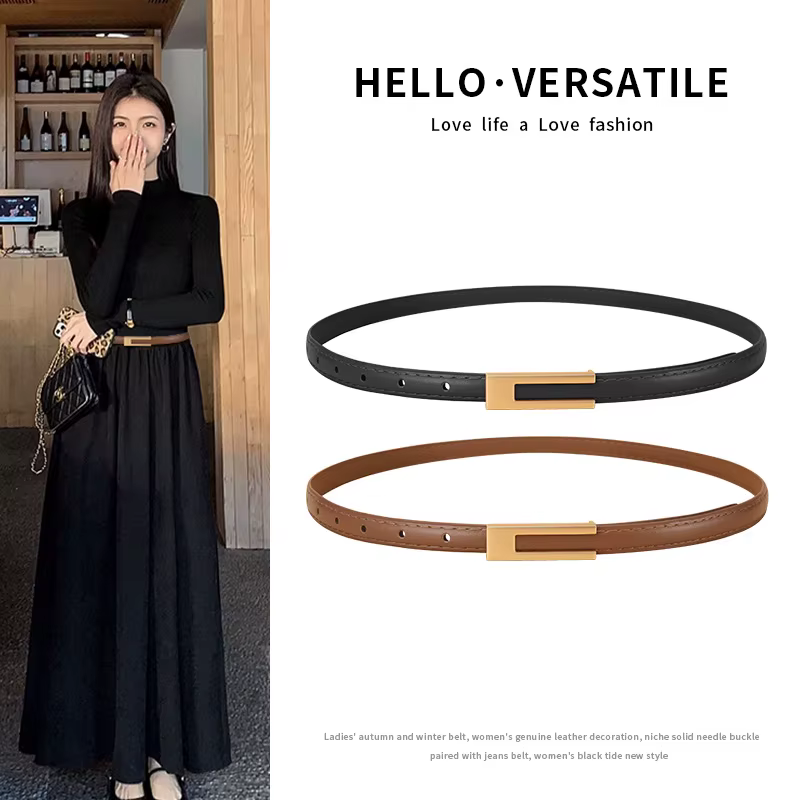 Ceinture à boucle en métal Simple pour femmes
